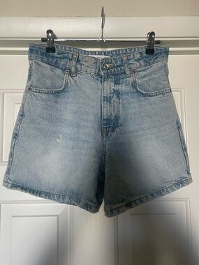 Zara Faded Light Blue Denim Jean Shorts